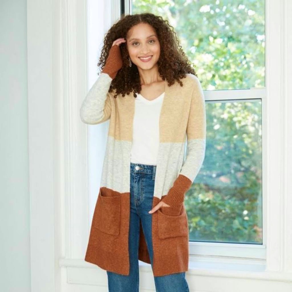 NWT A New Day Fall Color Block Cardigan